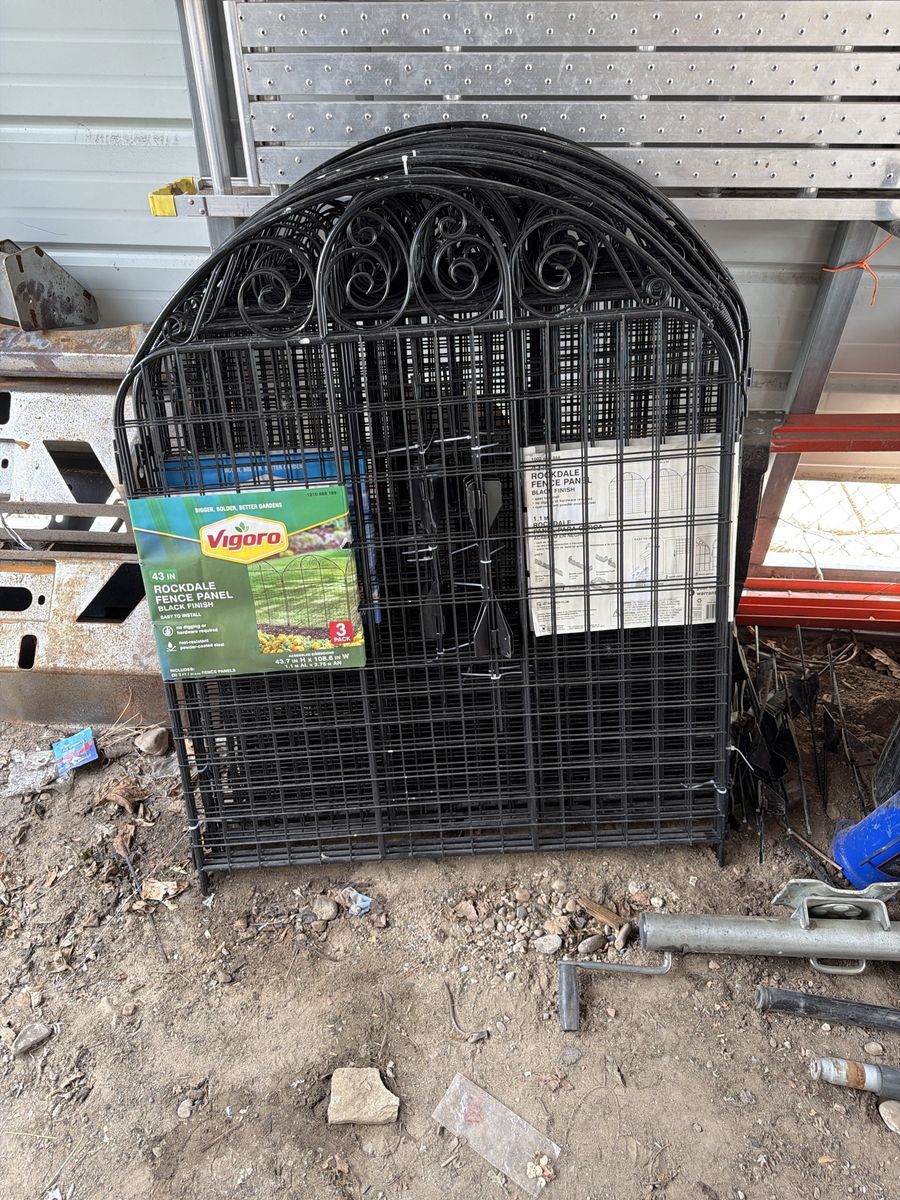 Vigoro Rockdale 43 in. Black Powder-Coated Steel Fence Panels 3 pack for $30