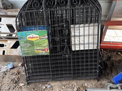 Vigoro Rockdale 43 in. Black Powder-Coated Steel Fence Panels 3 pack for $30