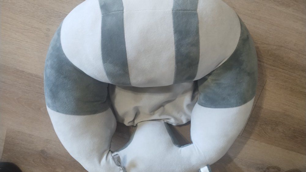 Soft Infant Floor Seat Support - Grey & White Cushioned Baby Sitting Up Chair