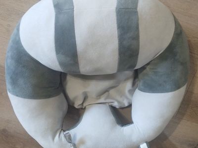 Soft Infant Floor Seat Support - Grey & White Cushioned Baby Sitting Up Chair