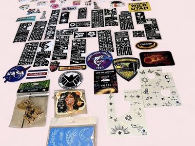 100+ Sticker Mega-Pack, 9 Patches, 3 Temp Tattoo Sheets, 2 Air Fresheners, 1 Pin