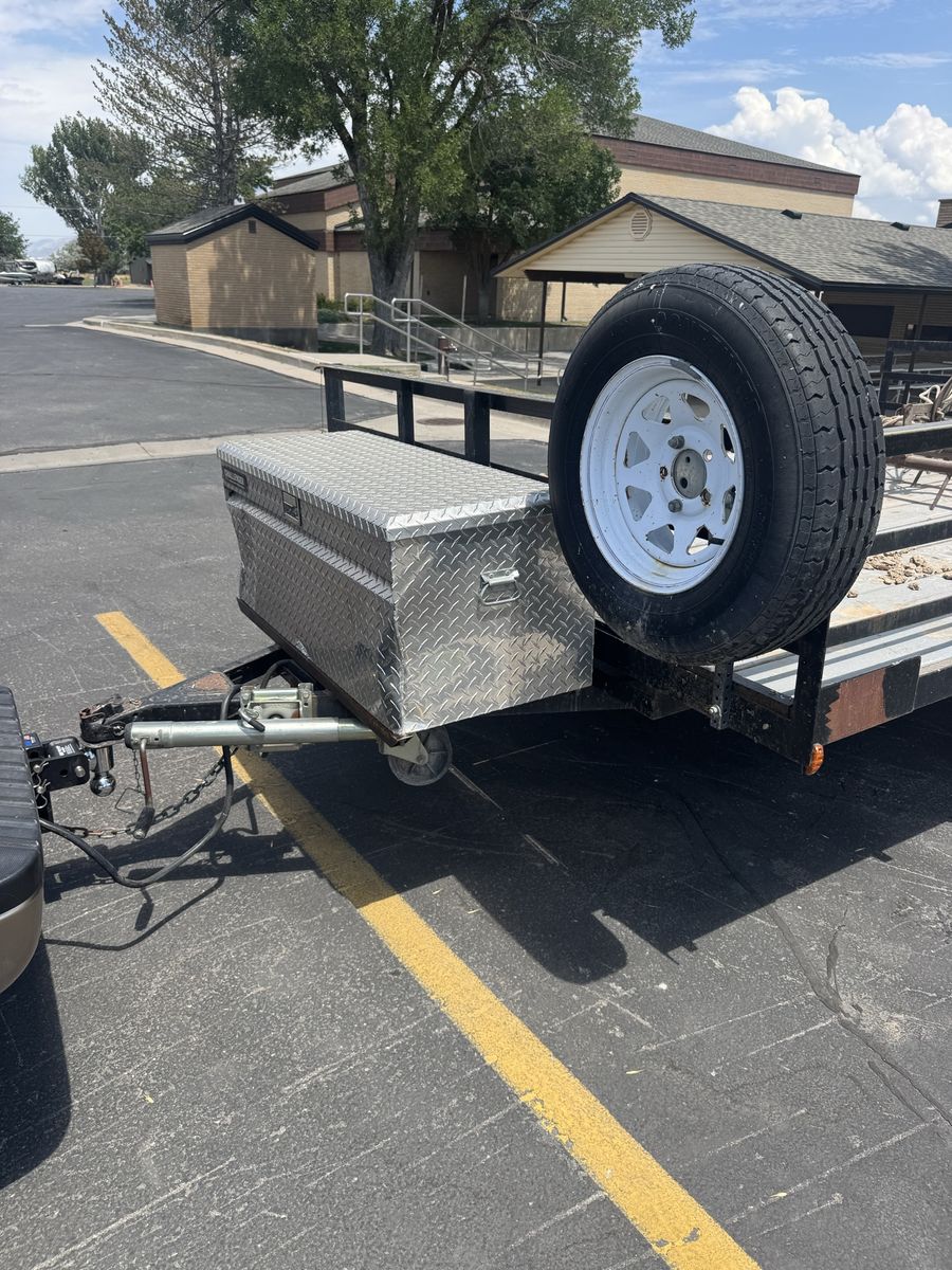 Utility Trailer with Storage Box and Spare Tire