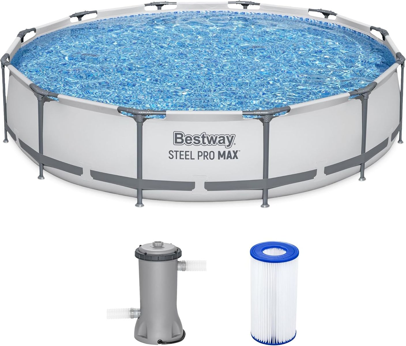 Bestway Steel Pro MAX 12' x 30" Above Ground Pool, Round Metal Frame Outdoor Swimming Pool