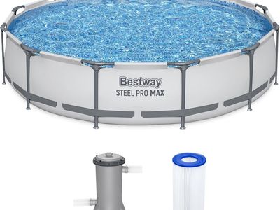 Bestway Steel Pro MAX 12' x 30" Above Ground Pool, Round Metal Frame Outdoor Swimming Pool