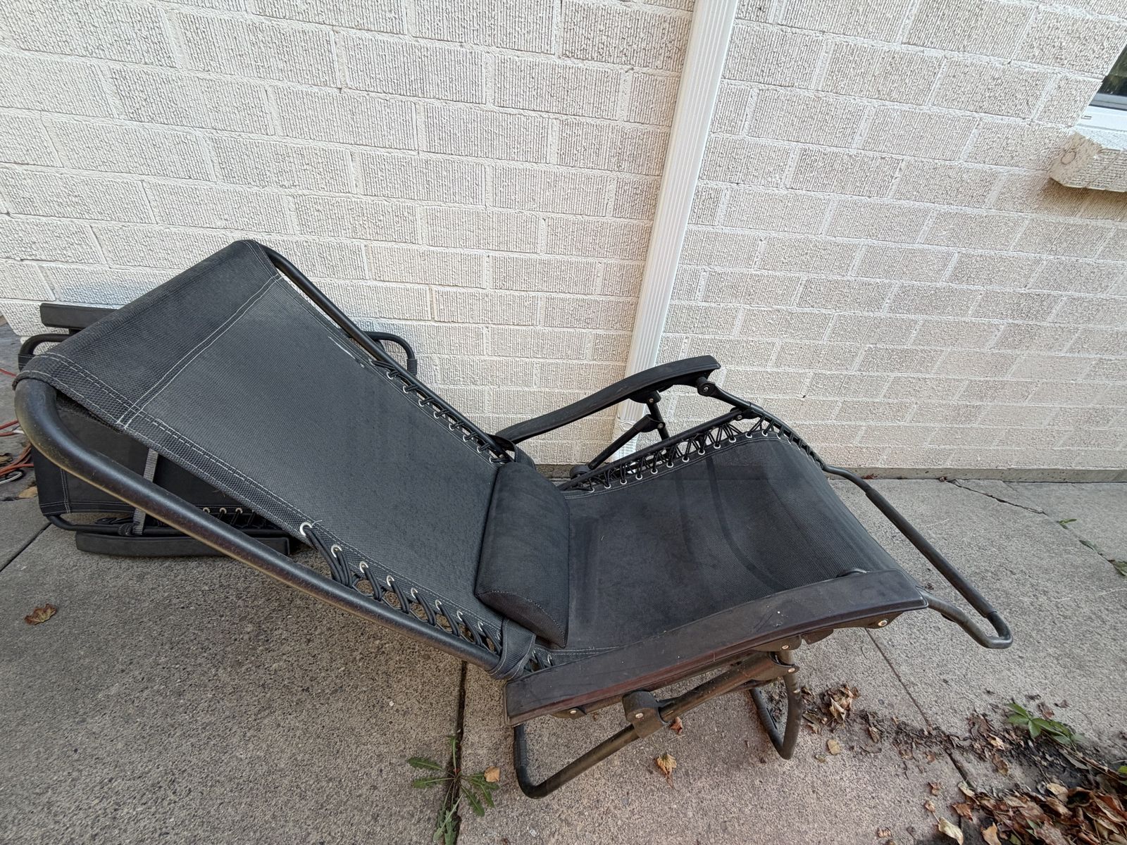 2 Black Zero Gravity Reclining Lounge Chairs with Headrest