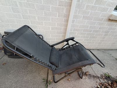 2 Black Zero Gravity Reclining Lounge Chairs with Headrest