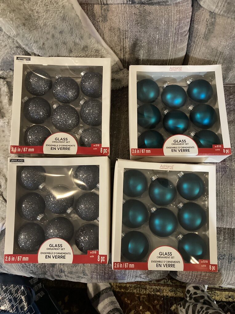 Silver and Blue ChrIstmas Ornaments $5 each