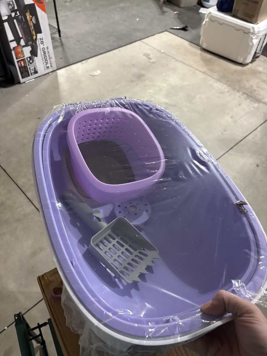 Unbranded Purple Collapsible Cat Litter Box with Scoop and Filter - Portable Pet Toilet