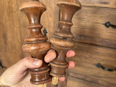 Vintage Antique Pair of Decorative Wood Finials