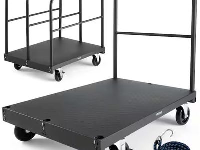 VEVOR Drywall Cart Dolly, 1800 lbs. Load Capacity, 2-in-1 Steel Panel Truck Cart, 36 x 24 in. Platform Truck, Black