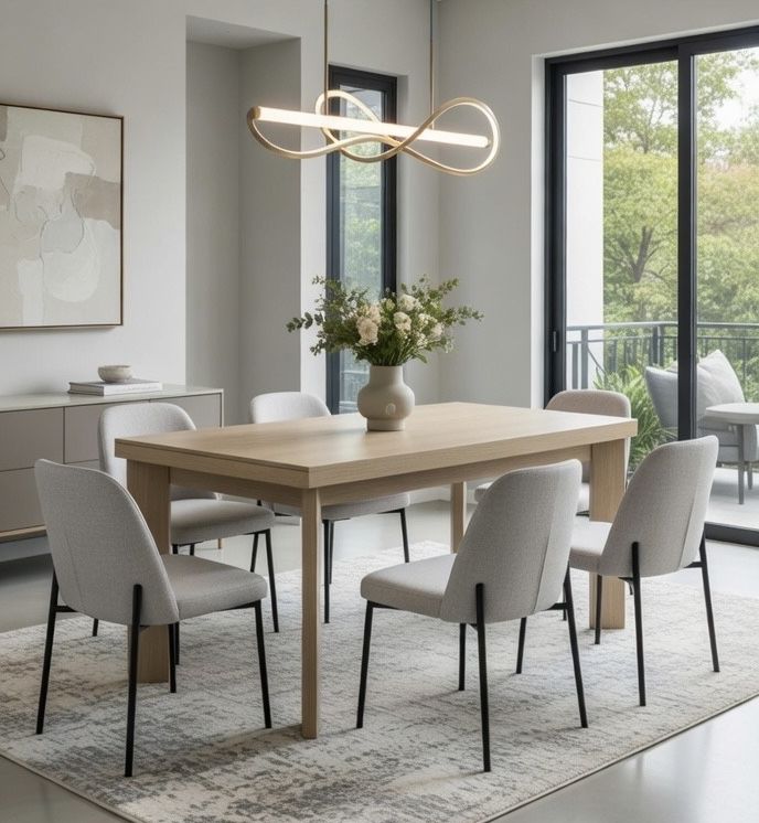 NEW Dining Table seats 4-6, 63" Light wood veneer