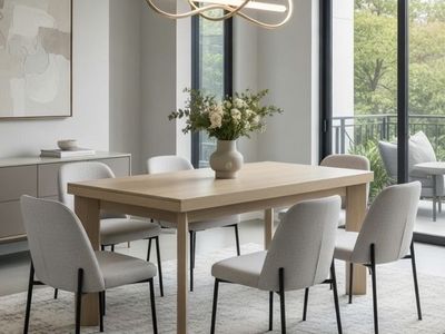 NEW Dining Table seats 4-6, 63" Light wood veneer