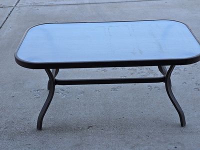 Outdoor Metal Frame Coffee Table with Tempered Glass Top