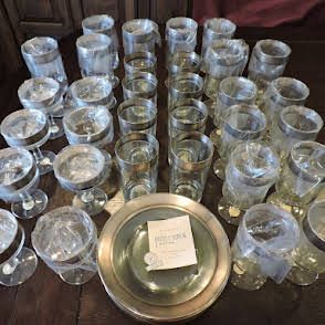 Vintage Dorothy Thorpe Allegro Silver  Barware Set - Water Glasses, Wine, Coupes, Plates (40 Pieces)