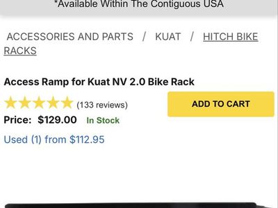 NEW Kuat NV 2.0 Receiver Rack Extendable Ramp for E-bike MTB Bike