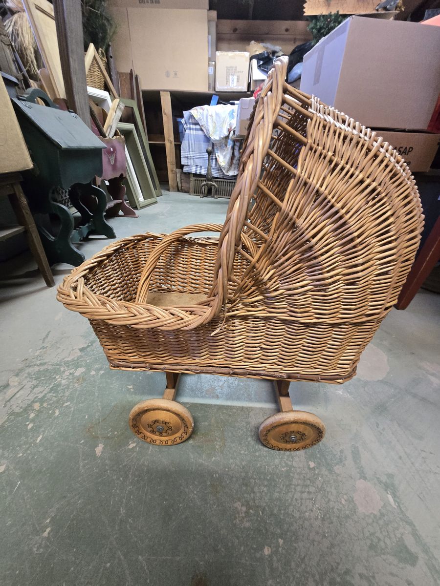 vintage wicker doll carriage