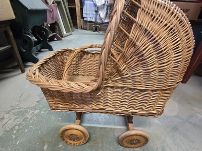 vintage wicker doll carriage