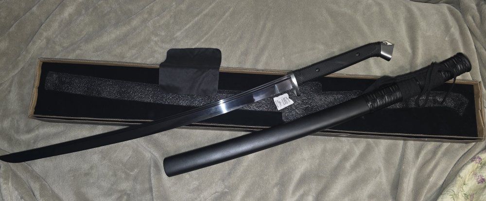 Handmade Ninja Katana Sword Full Tang 1065 Carbon Steel Blade Black with Sheath 39.76"