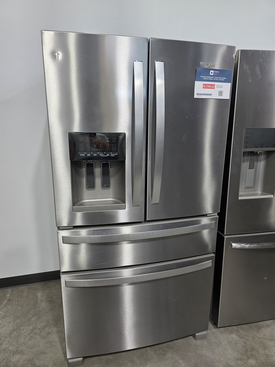 Whirlpool 4 Door French Door Refrigerator — Stainless, 36 Inch, 24.5 Cu Ft, Brand New