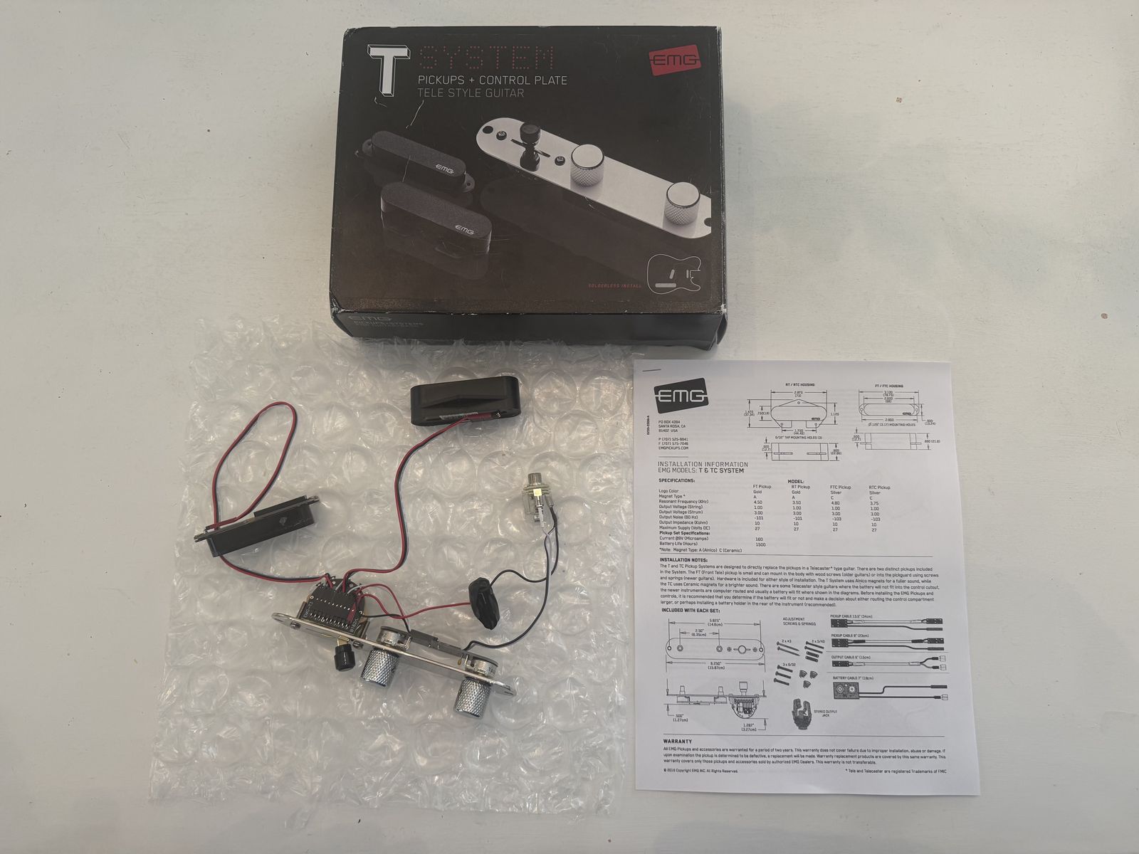 EMG T SYSTEM Pickups and Control Plate for Telecaster Tele Fender Partscaster guitar