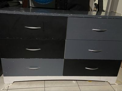 Two-Tone 6-Drawer Dresser - Black & Gray (53"x32") with Silver Pulls