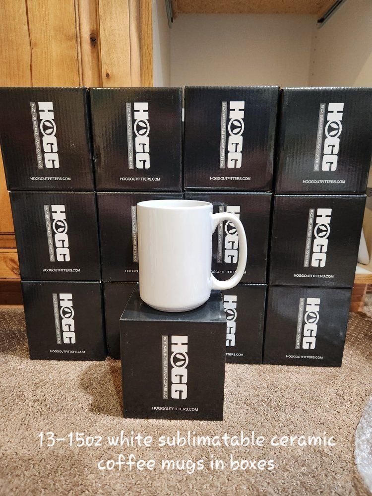 Hogg 15 oz White Sublimatable Ceramic Coffee Mugs in Boxes (13 Count)
