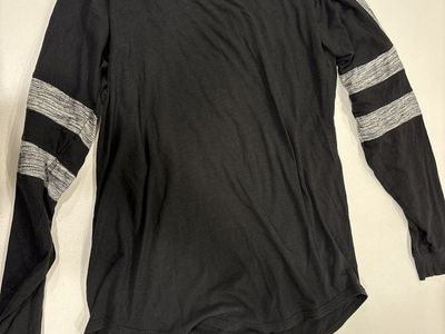 PINK Victoria's Secret Long Sleeve Striped Shirt Black Gray Size L