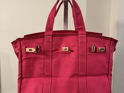 Unbranded Hot Pink Canvas Tote Bag with Gold-Tone Hardware NEW