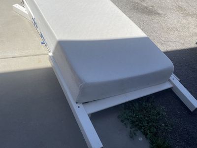 White Wood Bed Frame with Mattress - Twin Size