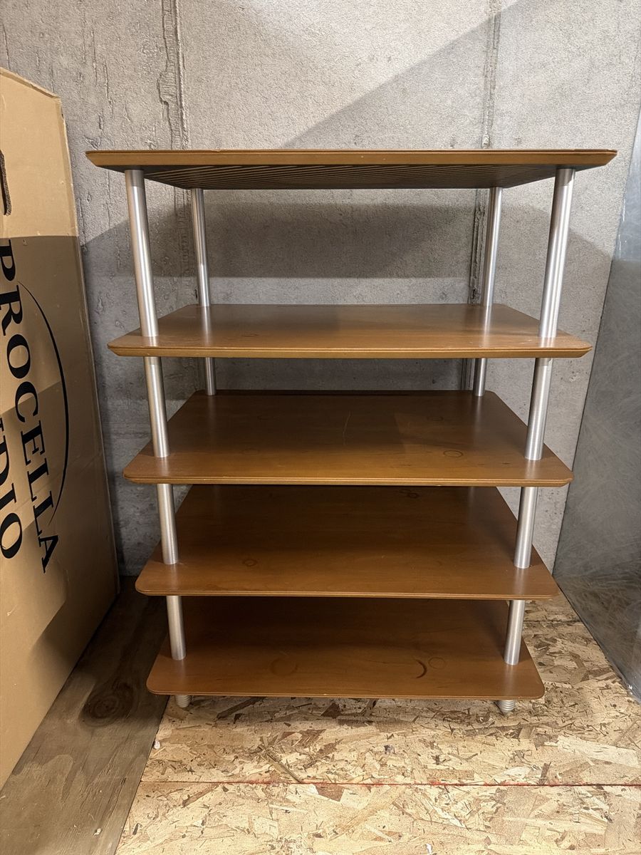 5-Tier Wood and Metal Media Audio Component Rack Shelf