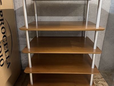 5-Tier Wood and Metal Media Audio Component Rack Shelf