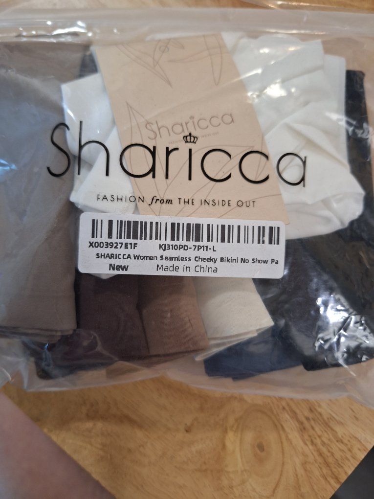 SHARICCA Women's Seamless Cheeky Bikini Underwear - No Show Panties - 5 Pack - Size L - New