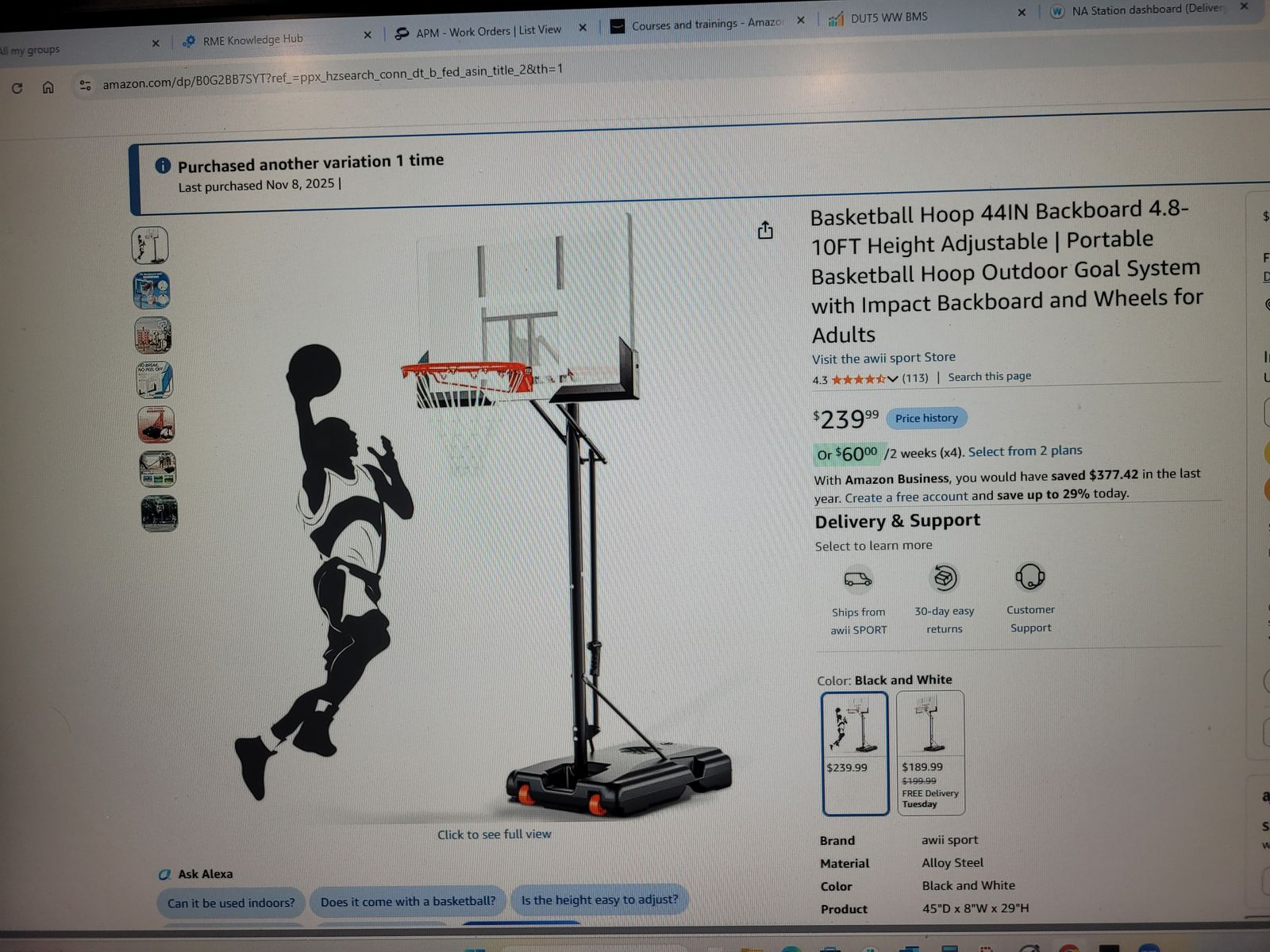 Basketball goal/44inch backboard and stand