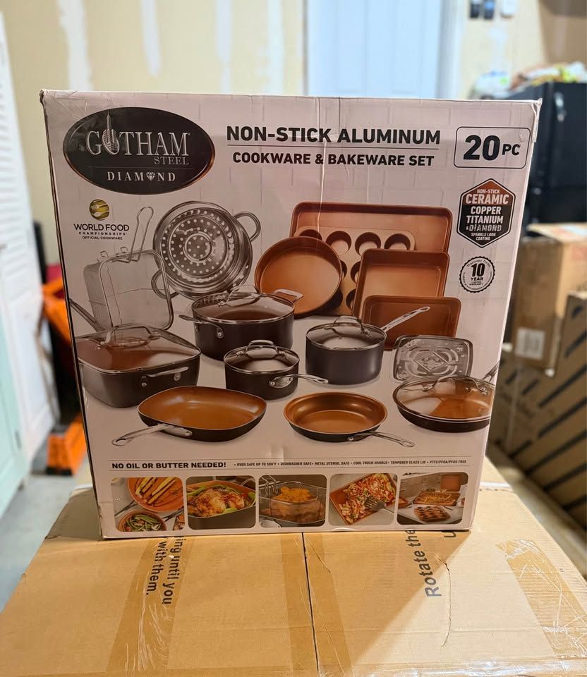 Gotham Steel True 20 Pc Pots and Pans Set Non Stick, Ceramic Cookware Set Nonstick