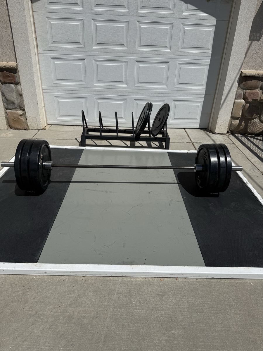 Bumper weight platform, bumper plates, olympic bar