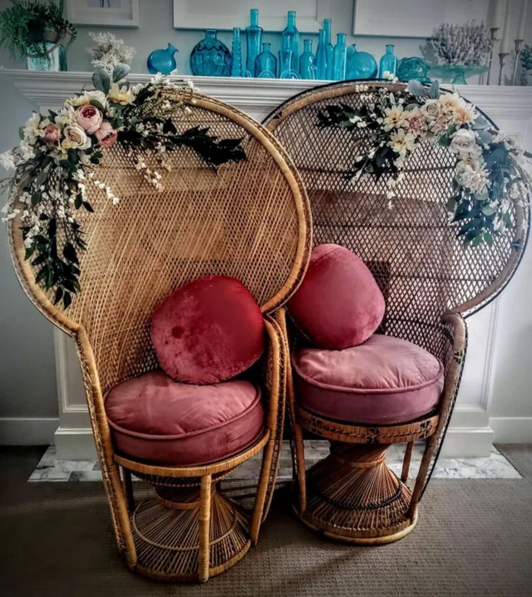 Vintage Peacock Chairs – Set of 2 (Boho Dream!)