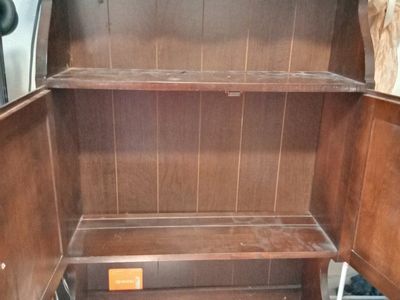 Vintage Wooden Hutch Cabinet with Shelves and Storage