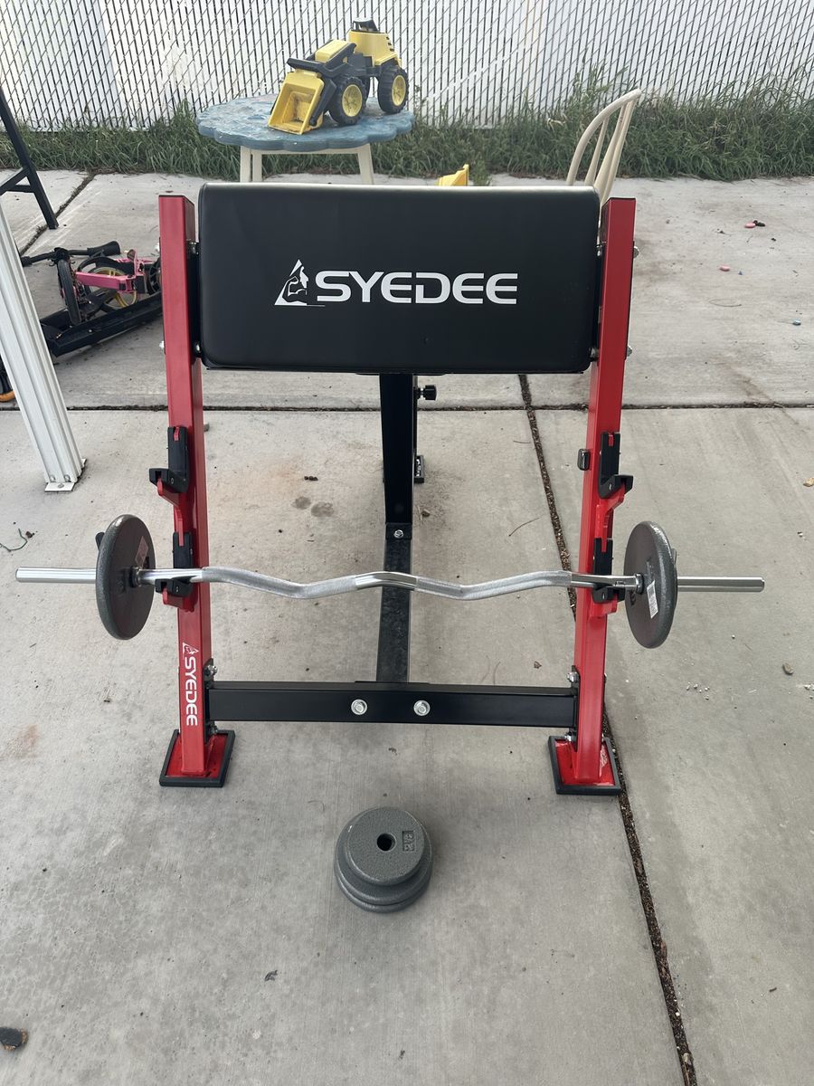 Preacher Curl Bench W/bar&weights