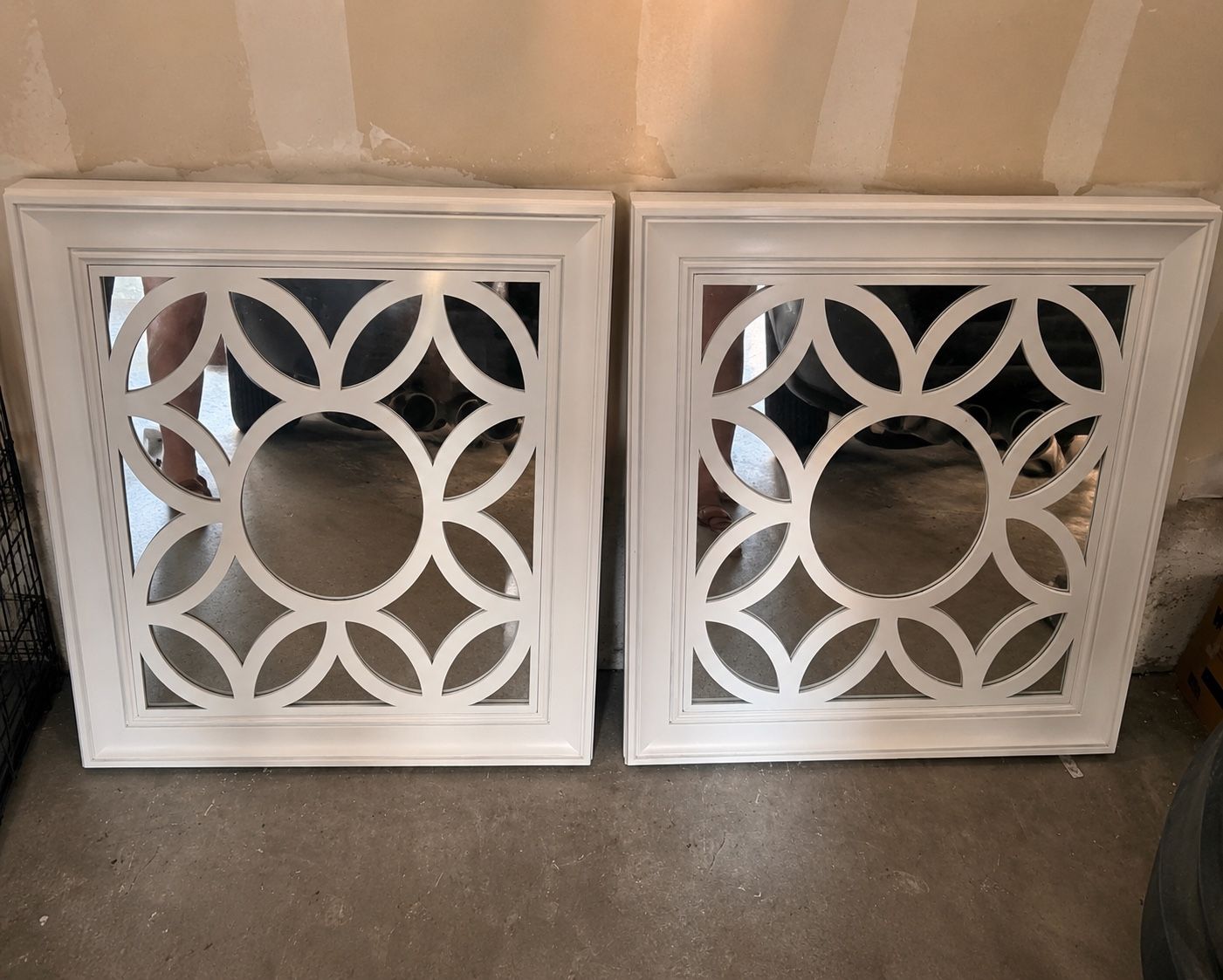 Pair of White Ornate Decorative Wall Mirrors - Excellent Condition
