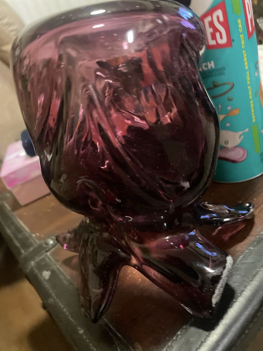 Purple hand blown Antique Ashtray vase