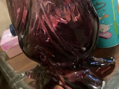 Purple hand blown Antique Ashtray vase