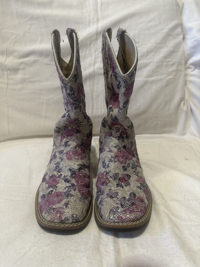 Old West Youth Size 2 Floral/Lace Western Boots