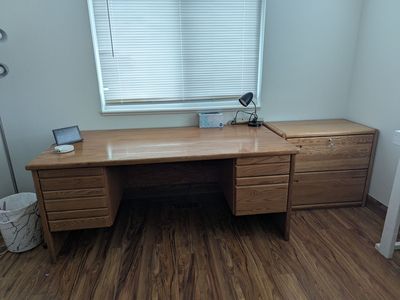 Oak Office desk & File Cabinet