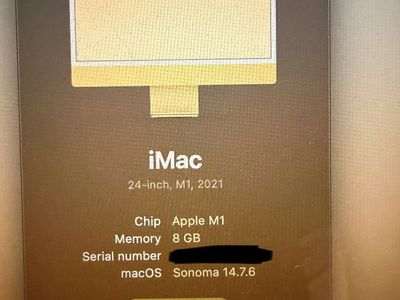 Apple iMac 24-inch M1 (2021) 8GB Memory 256GB SSD macOS Sonoma 14.7.6 Yellow
