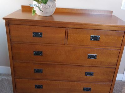 Mission Style Oak dresser and 2 bedside tables