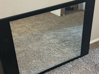 Black Framed Wall Mirror 44" x 32" Used Decor