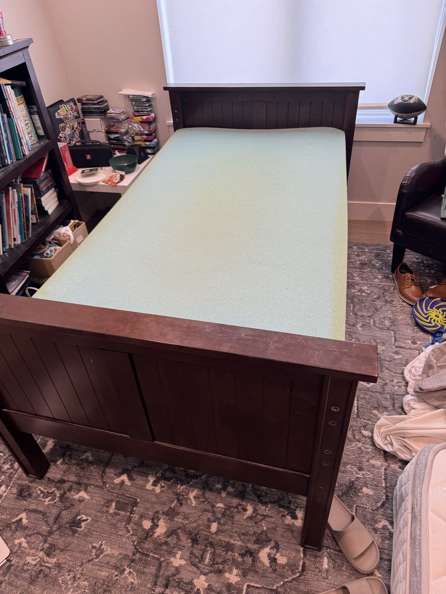 Twin Bed, Mattress And Foam Topper