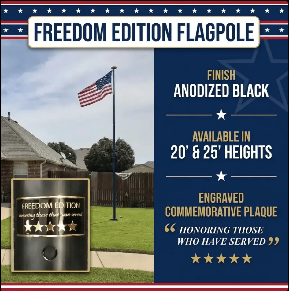25' Delta TELESCOPING Anodized Aluminum Flagpole "Freedom Edition" (Black)