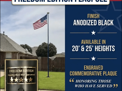 25' Delta TELESCOPING Anodized Aluminum Flagpole "Freedom Edition" (Black)