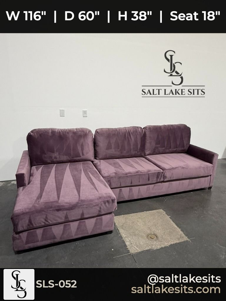 Custom Utah-Built Sectional Purple Performance Velvet